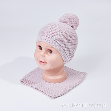 Gorro de punto de invierno y bufanda para bebés